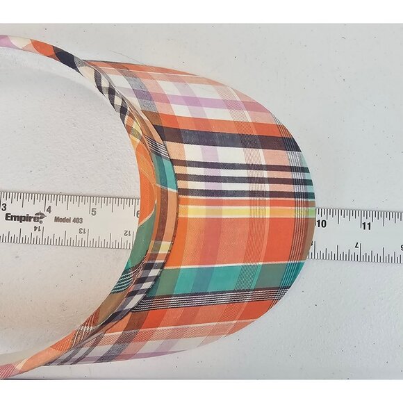 Ladies Athleisure Golf Sun Hat Visor Tennis Poolside Beachy Orange Blue Plaid - Picture 2 of 11